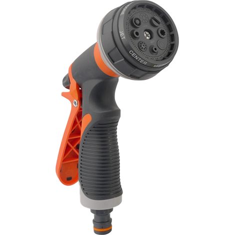 Pistola per irrigazione Toivize a 8 funzioni - Getto regolabile - Impermeabile - Impugnatura ergonomica Arancione Grigio per giardino e lavaggio auto (1/5)