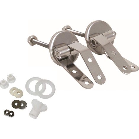 MSV Sedile WC con cerniera in acciaio inox, set di fissaggio per coperchio WC (1/2)