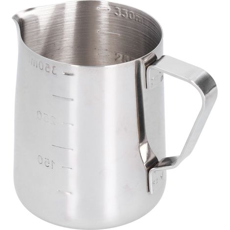 Pichet à lait en acier inoxydable avec graduation, 350 ml, idéal pour faire mousser le lait à la maison, lors de fêtes ou dans un bar. (1/5)