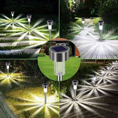Packung mit 12 Solar-LED-Außenleuchten, IP65 wasserdicht, kaltweiß, für den Garten. (1/5)