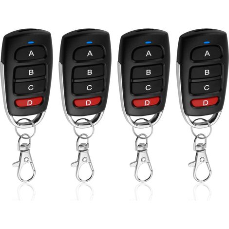 Télécommande Universelle 4 Boutons 433 MHz – Portée 10m, Duplicateur Sans Fil pour Portail, Porte de Garage, Voiture