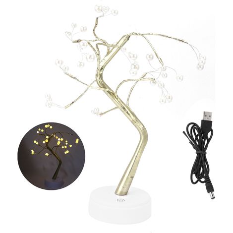 Arbre lumineux artificiel 36LEDs, alimentation USB ou piles, lumière chaude, IP20, lampe décorative DIY pour fêtes et salon. (1/5)