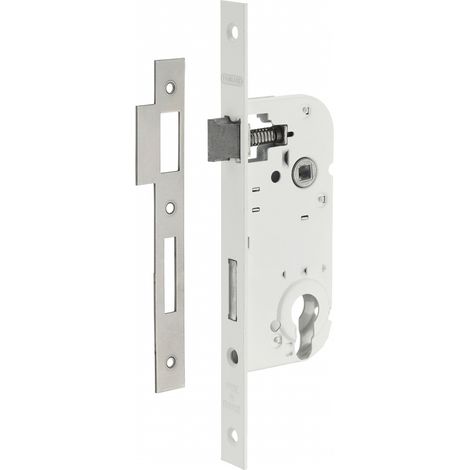 Thirard – Boitier de serrure encastrable à cylindre pour porte d'entrée – Axe 40mm – Cylindre 30x30mm – Acier embouti – Finition époxy blanc