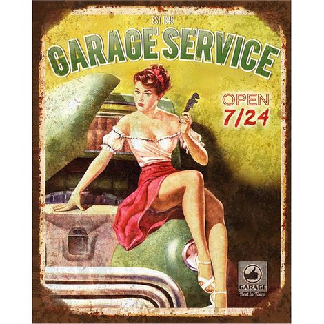 Plaque Décorative Murale en Fer Panneau avec Texte Motif Voiture Vert 20x25 cm - PANGIVO