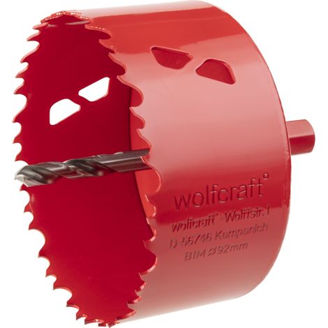 wolfcraft - Scie Cloche Multi Matériaux BiM - Diamètre 92 mm - Profondeur de coupe 40 mm. Foret Centreur - réf. 5492000