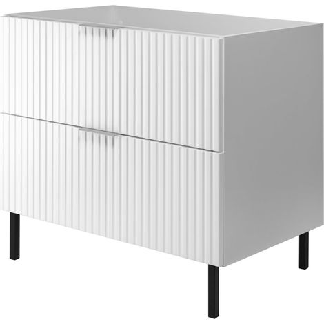 Mobile lavabo, Bianco, 80 x 77 x 46 cm, maniglia argento, gambe nere, senza piano (1/5)