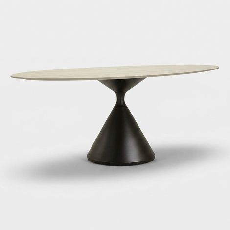 Mesa de comedor ovalada 180x90 cm en MDF y hierro Space (1/5)