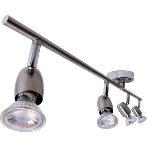 BRILLIANT Lampe Wesley LED Spotrohr 4flg eisen/chrom 4x LED-PAR51, GU10, 5W LED-Reflektorlampen inklusive, (380lm, 3000K) Arme drehbar / Köpfe schwenkbar (1/5)