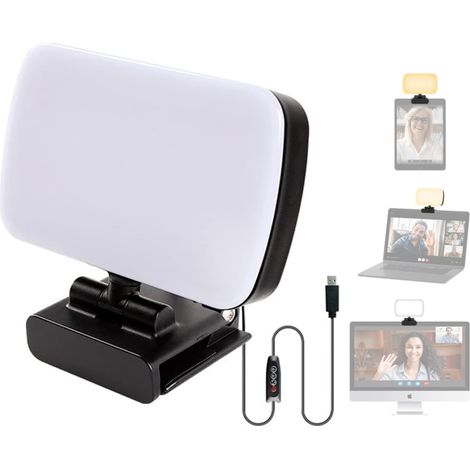 Luce per videoconferenza, pannello LED con clip, 120 LED e 3 temperature di colore, luce fotografica, lampada fotografica per streaming PC/laptop/riunioni/streaming live/ufficio (1/5)