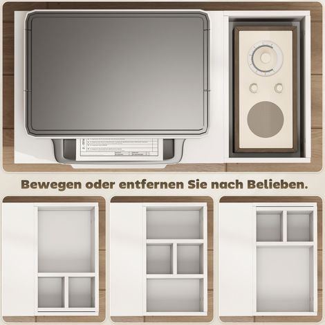 Support imprimante avec compartiment divisé, étagères de rangement pour bureau 70 x 34 x 60 cm Blanc (1/5)