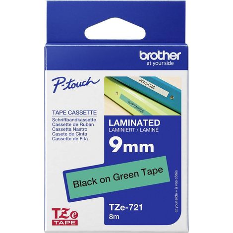 Ruban d'étiquetage Brother TZe, TZ TZe-721 Couleur de ruban: vert Couleur de police:noir 9 mm 8 m