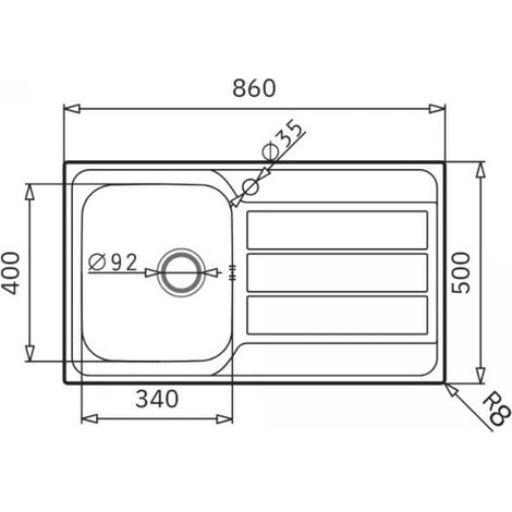 Lavello da incasso in acciaio inox con vasca e gocciolatoio destro 86x50 Tirreno861
