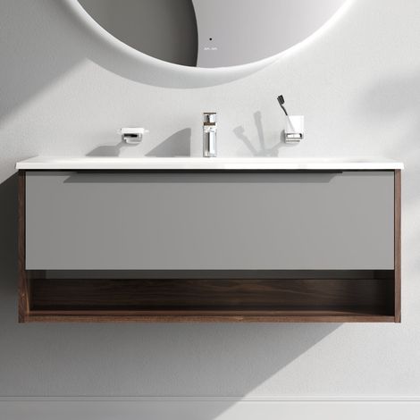 AM.PM Badmöbel Set Badezimmerschrank mit Waschbecken Hängender Waschbecken mit Unterschrank mit Soft Close, 100 cm, 1 Schublade, Graphit matt (1/5)