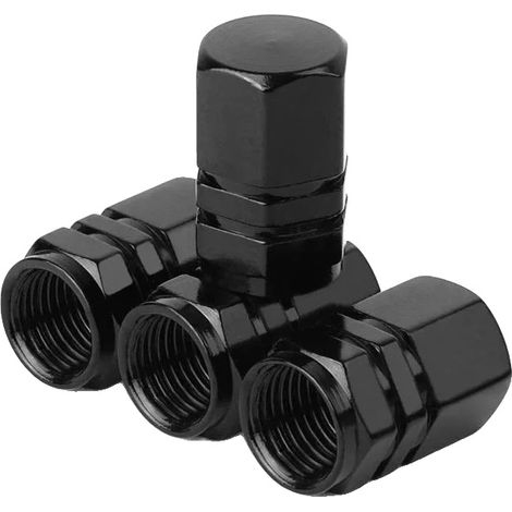 Tapones para válvulas de neumáticos, aleación de aluminio, diseño impermeable y a prueba de polvo, color negro, 4 unidades. (1/2)