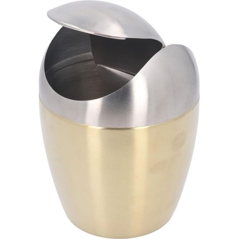 Petite Poubelle De Bureau, Mini Poubelle Polyvalente en Acier Inoxydable 304 avec Couvercle pour Utilisation sur Comptoir De Table Doré (1/5)