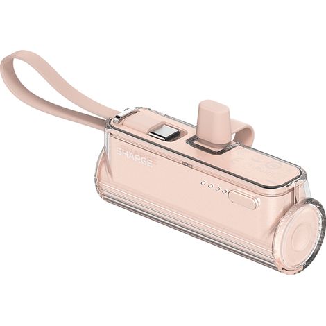 Batterie externe T1 SHARGE 5000 mAh iPhone Lightning USB C Rose Charge rapide (1/5)