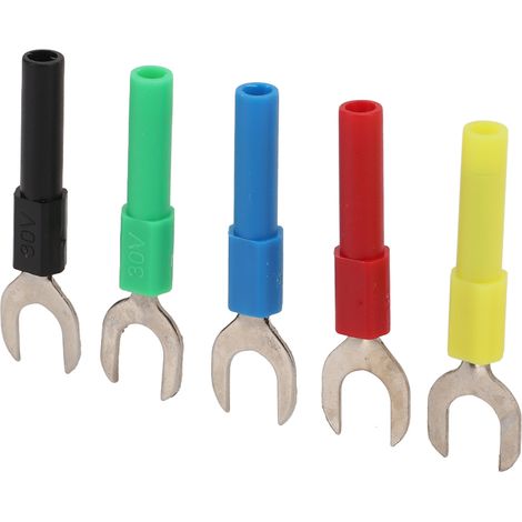 Lot de 10 connecteurs à fourche, 5 couleurs, espacement de 8 mm, type U, fiche banane femelle de 4 mm pour test (1/5)