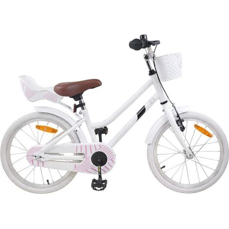 Vélo enfant 18 pouces, convient aux enfants de 5 à 7 ans, blanc.
