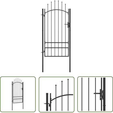 The Living Store Gartentor Stahl 1x2,5 m Schwarz - Gartentor - Stahltür - Metalltor - Zaunsystem - Einfahrtstor (1/5)