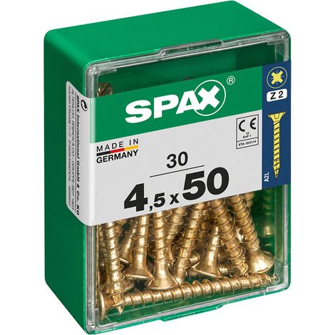 Boîte 30 Unités. Vis A Bois Spax Cab. Plat Yellox 4.5x50mm Spax