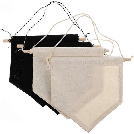 Lot de 4 fanions décoratifs à épingler, bannières, badges et drapeaux muraux créatifs pour la décoration intérieure-17.5X16.8CM-Black