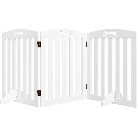 Barrera de seguridad para perros, plegable, construcción robusta, blanca, 155 x 30 x 61 cm (1/2)
