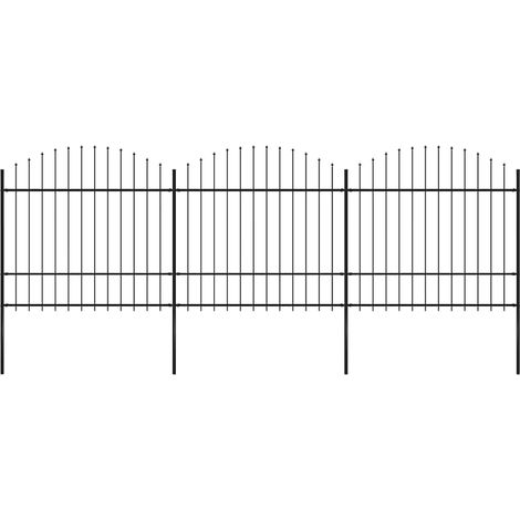 Valla de jardín con punta de lanza de acero 537x175 cm negra