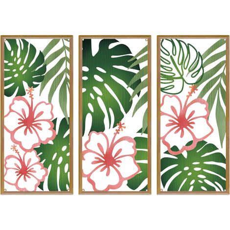 Lot de 3 décorations murales tropicales en métal Motif feuilles de palmier (1/5)