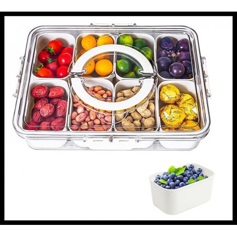 Compartment Boite Rangement Cuisine Assiette à Collation Avec Compartiments Un Couvercle x cm Pour Bonbons Légumes 1 Pack-8 8 21 14 6.5 (1/5)