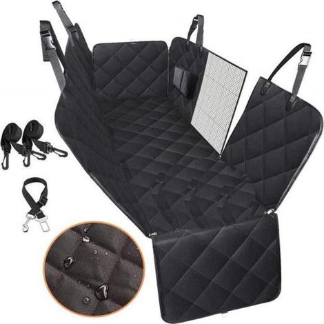 Couverture pour chien TDR - Siège arrière et coffre de voiture - Housse de protection - Tapis pour chien - Couverture pour chien pour siège arrière de voiture - 137 x 147 cm - Noir (1/5)