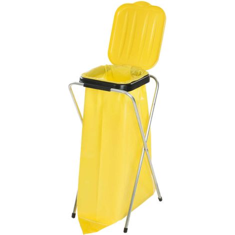 Support Pour Sacs Poubelles 120 L - Jaune - Pour Événements Et Espaces De Travail - Résistant Aux Déchirures (1/4)