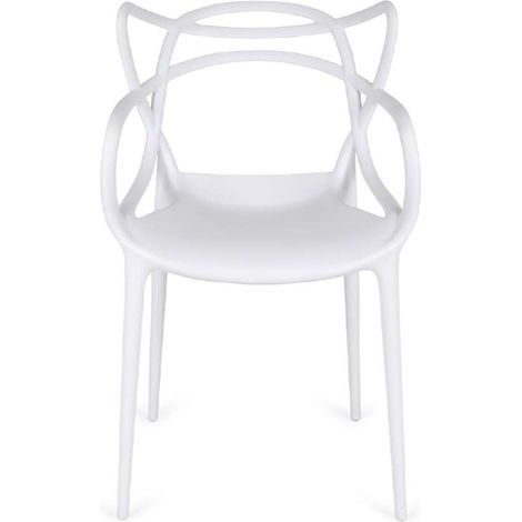 Pack 4 sillas polipropileno Concha color blanco, 51.5 cm(ancho ) 82.5 cm(altura) 57 cm(fondo) (1/3)
