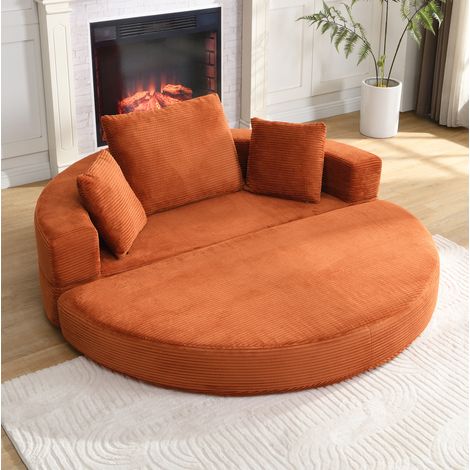Canapé-lit pliable 173x176x40 cm en mousse et tissu côtelé orange, pour petit espace – MEUBLIV (1/5)