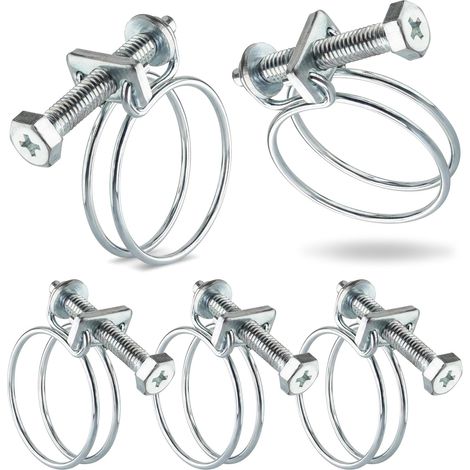 5 Collier de serrage,Double fil,Acier galvanisé W1,31-35mm,Diamètre 2mm,Pour tuyaux spiralés