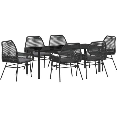 Maison Exclusive - Set da Pranzo per Giardino con cuscino 7 pcs Nero polyrattan