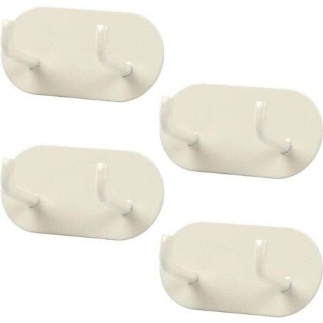 4 Pièces Crochet Adhesif Mural, Porte Serviette Salle de Bain, Accroche Serviette Métal, Crochet Salle de Bain Sans Percage pour Salle de Bain, Chambre, Cuisine (Crème) (1/4)