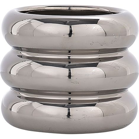 Minimalistische, multifunktionale Donut-Vase aus silberner Keramik für Hochzeiten, Wohnzimmer, Büro – ein modernes Dekorationsobjekt. (1/3)