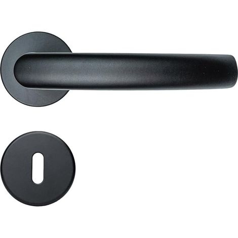 strike set for knob cylinder modern door hardware door handles for interior doors with rosettes and key matt black (1/2)