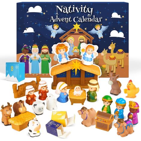 Calendrier De Lavent Nativity - Jouet Éducatif En Bois Et Carton - Scène De La Nativité Avec 25 Pièces - Pour Enfants De 1 À 5 Ans - Version 2025 (1/5)