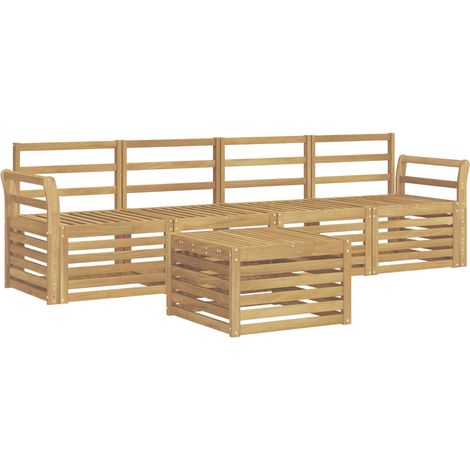 Outdoor Sofa Set 5 pcs White Solid Acacia Wood vidaXL (1/5)