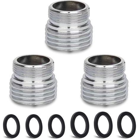 3-piece tap adapter kit (M20 mm male to M18 mm male) for kitchen aerator, sink tap adapter, garden hose connection, water filter, and standard hose. (1/5)