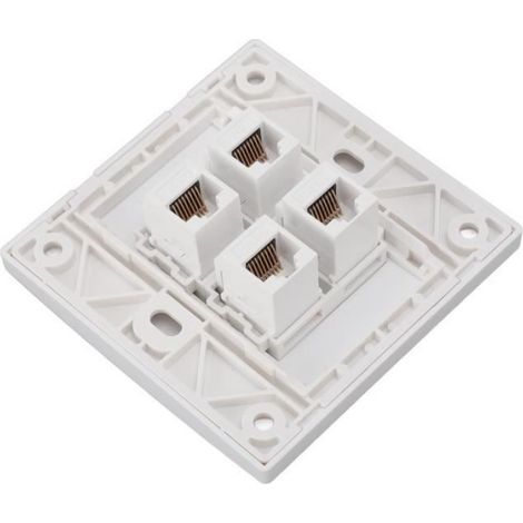 Plaque Murale Ethernet - Cat 6 - 4 Ports Femelle à Femelle - 86 x 86 mm - Blanc (1/4)