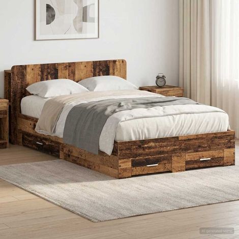 vidaXL Cadre de lit avec rangement Bois ancien 120 x 190 cm (1/5)