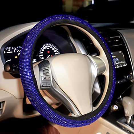 Coprivolante per auto da 15 pollici, lucido ed elegante, antiscivolo, adatto alla maggior parte delle auto, colore blu diamante.