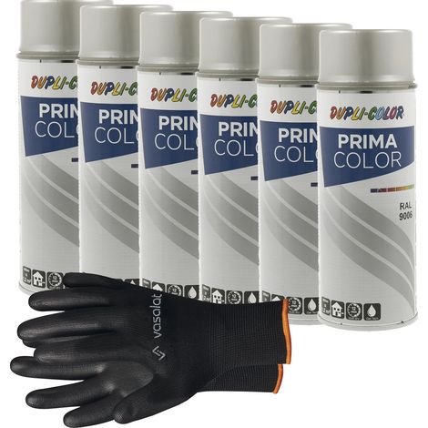 vasalat Dupli-Color Lackspray weißaluminium matt RAL 9006 - Sprühlack für Metall, Kunststoff und Holz - wetterfeste Sprühfarbe für den Innen- und Außenbereich UV -beständig, 6 Stück