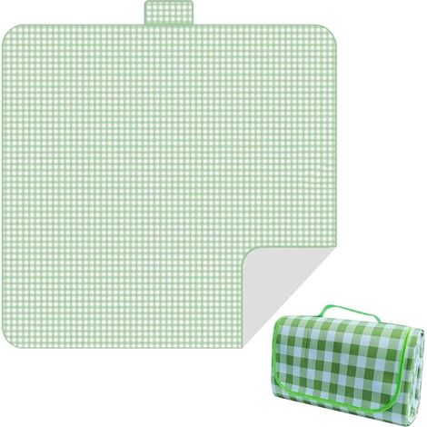 Tapis de pique-nique imperméable 200 x 200 cm, pliable et avec poignées, idéal pour la plage, le jardin, les voyages, le camping et la randonnée. (1/5)