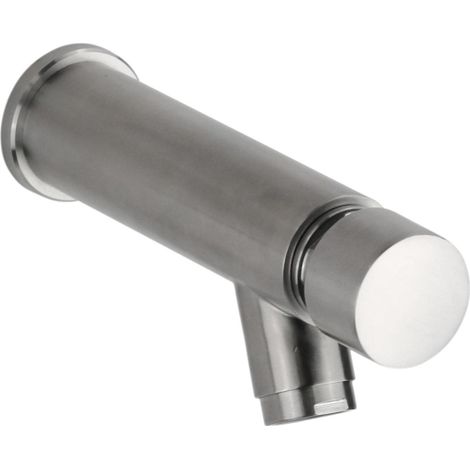 Robinet lavabo mural rond fermeture automatique acier inoxydable AISI 304 avec commande bouton-poussoir Arqea Tuttotondo RS1105  Acier inoxydable (1/3)