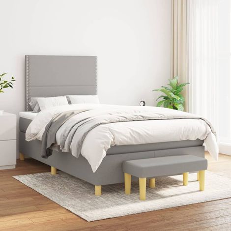 Boxspringbett mit Matratze Hellgrau 120x200 cm Stoff (1/5)