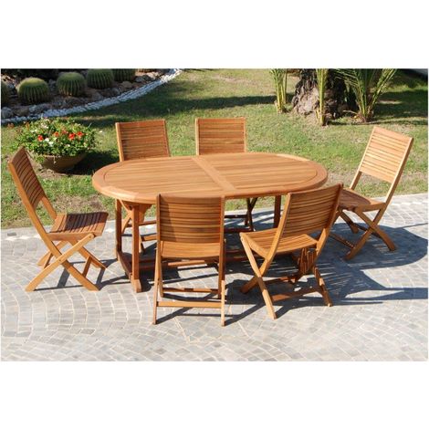 Tavolo ovale in legno Eucalypto mod TEXAS giardino 180/240x100 cm noce (1/2)