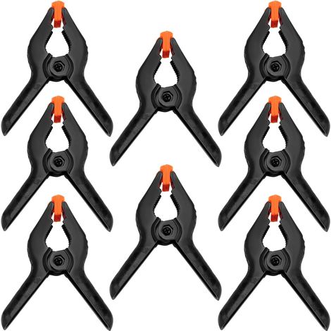 8 Stück 8 cm lange Federklemmen, schwarze Nylon-Kunststoff-Federklemmen, für DIY-Projekte und Fotostudios (1/5)